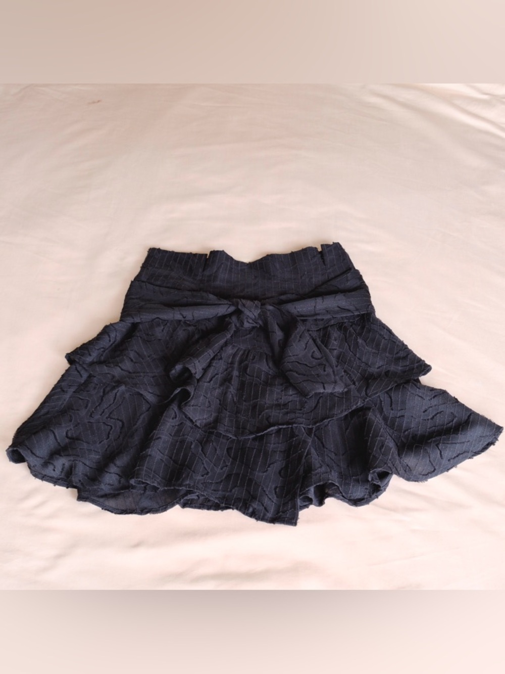 IRO Rakley Black Ruffle Mini Skirt Tie Waist Textured Going Out